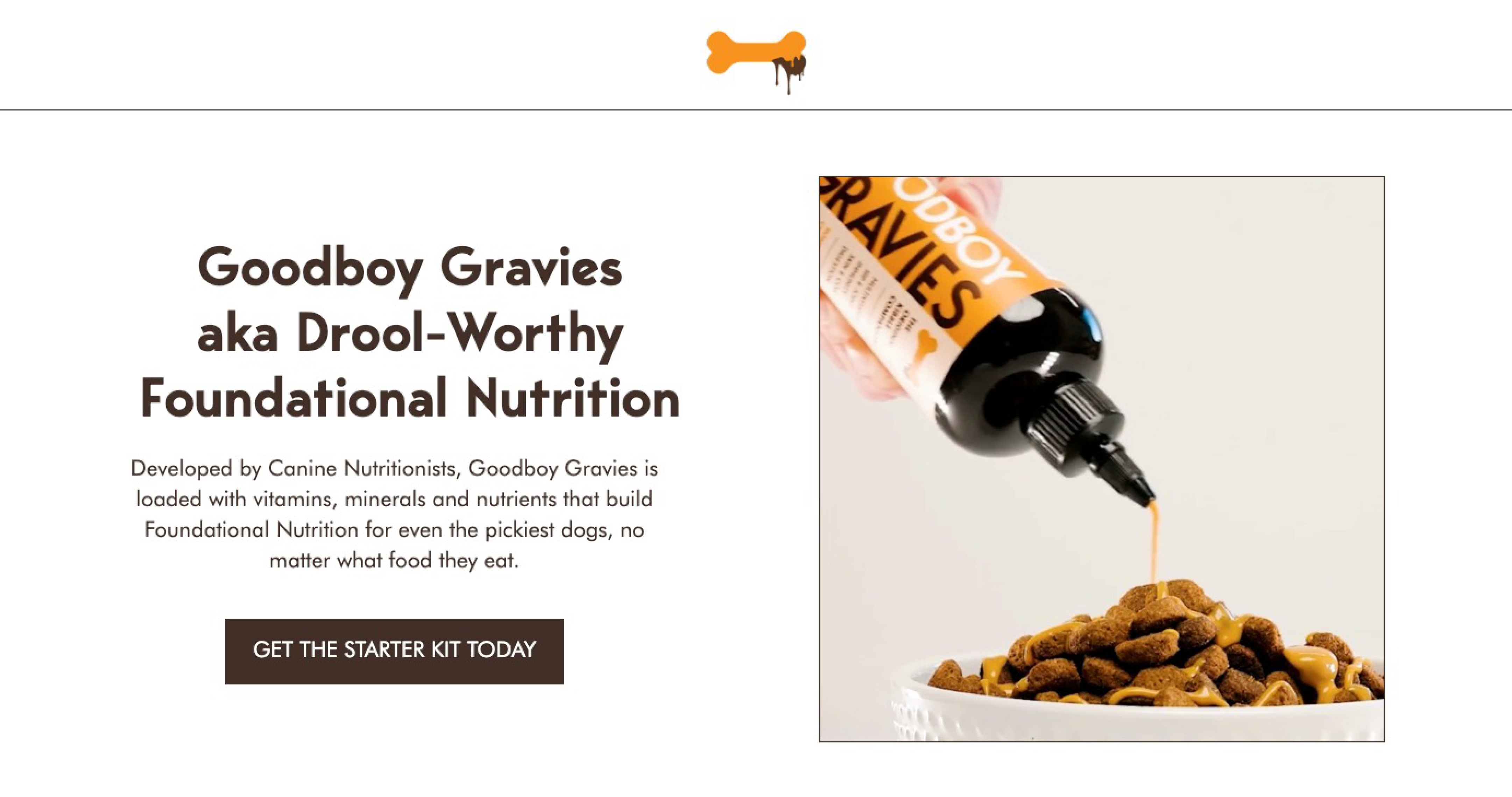 Goodboy Gravies — desktop landing page hero